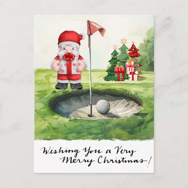 Cartes Pour Fêtes Annuelles Golf Noël thème pour golfeur sur le terrain (Devant)