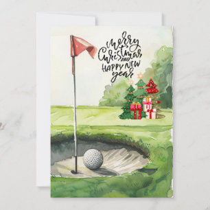 Cartes Pour Fêtes Annuelles Golf Noël thème pour golfeur sur le terrain