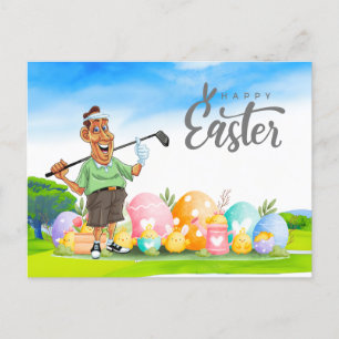 Cartes Pour Fêtes Annuelles Golf Pâques avec balle de golf et oeuf pour golfeu