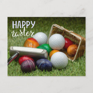 Cartes Pour Fêtes Annuelles Golf Pâques Vacances avec balle de golf sur l'herb