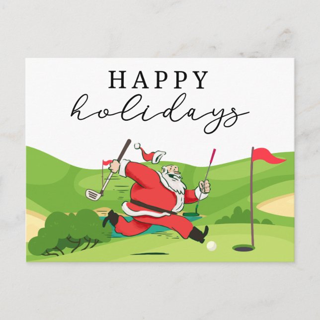 Cartes Pour Fêtes Annuelles Golf Père Noël golfeur joyeuses Fêtes  Fête Ca (Devant)