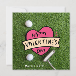 Cartes Pour Fêtes Annuelles Golf Saint Valentin avec balle pour golfeur