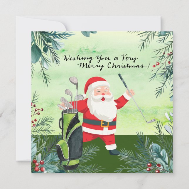 Cartes Pour Fêtes Annuelles Golf Santa Claus Golfer Noël Golf (Devant)