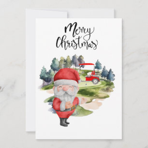 Cartes Pour Fêtes Annuelles Golf Santa Claus pour l'aquarelle de Noël de Golfe