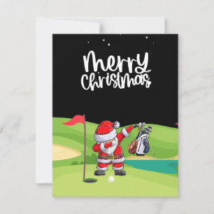 Cartes Pour Fêtes Annuelles Golf Santa Claus sur terrain de golf