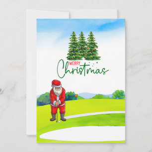 Cartes Pour Fêtes Annuelles Golf sapin de Noël en voiture rouge avec le Père N