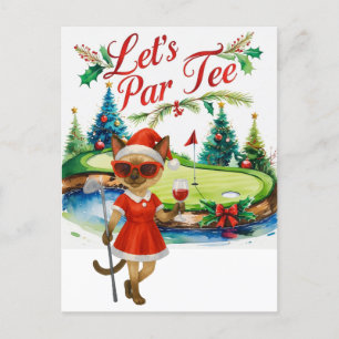 Cartes Pour Fêtes Annuelles Golf Siamese Chat est en Noël Golf Course