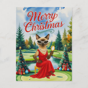 Cartes Pour Fêtes Annuelles Golf Siamese Chat est en Noël Golf Course