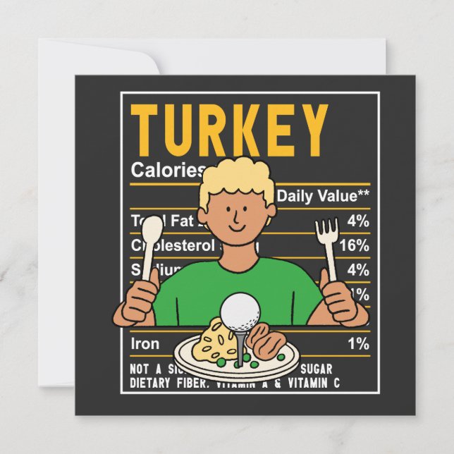 Cartes Pour Fêtes Annuelles Golf Thanksgiving golfeur manger boule dinde drôle (Devant)