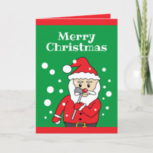 Cartes Pour Fêtes Annuelles Golf vert et rouge amusant Santa Claus