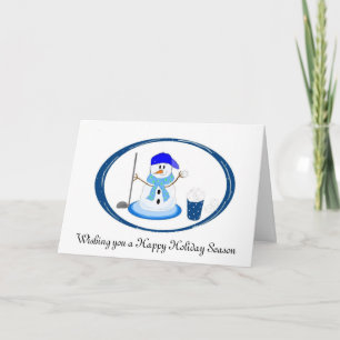 Cartes Pour Fêtes Annuelles Golfer Snowman souhaite