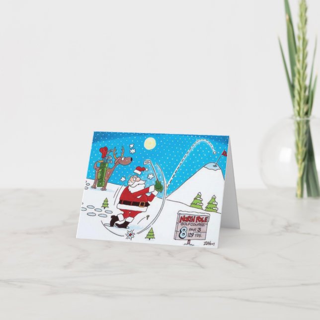CARTES POUR FÊTES ANNUELLES **GOLFING PÈRE NOËL** DIRE MERRY NOËL & NOUVELLE A (Devant)