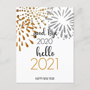 Cartes Pour Fêtes Annuelles Good Bye 2020 Hello 2021  Feu d'artifice