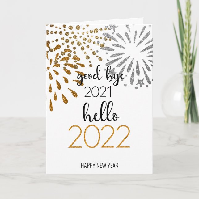 Cartes Pour Fêtes Annuelles Good Bye 2021 Bonjour 2022 | Festive (Devant)