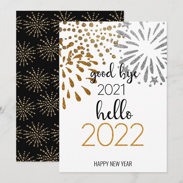 Cartes Pour Fêtes Annuelles Good Bye 2021 Bonjour 2022 | Festive (Devant / Derrière)