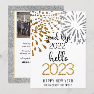 Cartes Pour Fêtes Annuelles Good Bye 2022 Hello 2023 Festive d'affaires Firewo