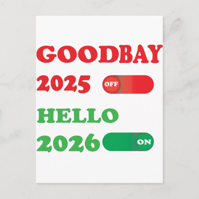 Cartes Pour Fêtes Annuelles Goodbye 2025 Hello 2026 Toggle Card Design (Devant)
