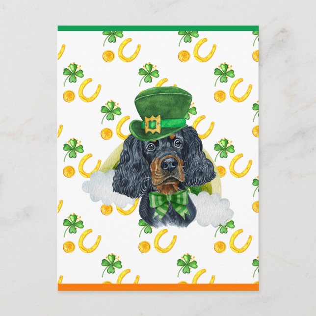 Cartes Pour Fêtes Annuelles Gordon Setter Shamrock St. Patricks Day (Devant)