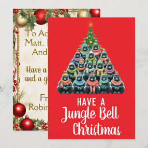 Cartes Pour Fêtes Annuelles Gorilla Arbre de Noël Cloche de la Jungle
