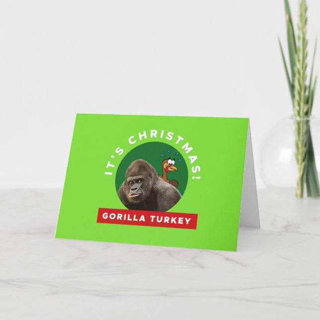Cartes Pour Fêtes Annuelles Gorilla Turquie Pun Dîner De Noël (Devant)