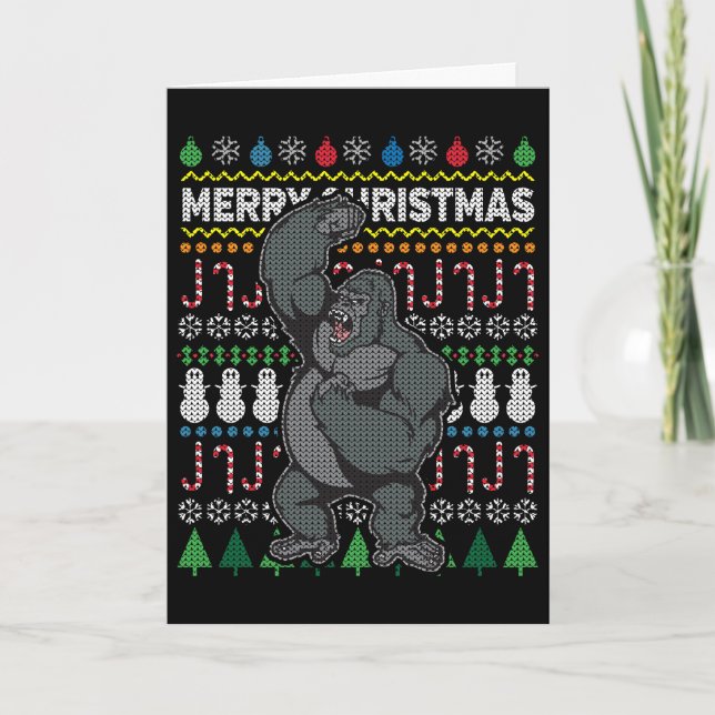 Cartes Pour Fêtes Annuelles Gorilla Ugly Sweat Christmas Sweat Wildlife Series (Devant)