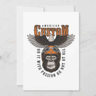 Cartes Pour Fêtes Annuelles Gorille Américain Motocyclette Motard Vintage Aigl