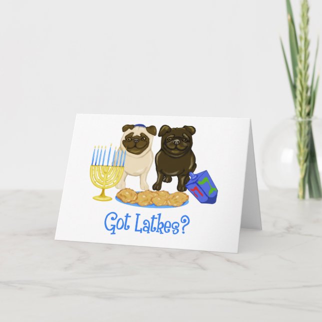 Cartes Pour Fêtes Annuelles Got Latkes ? Hanukkah Pug (Devant)