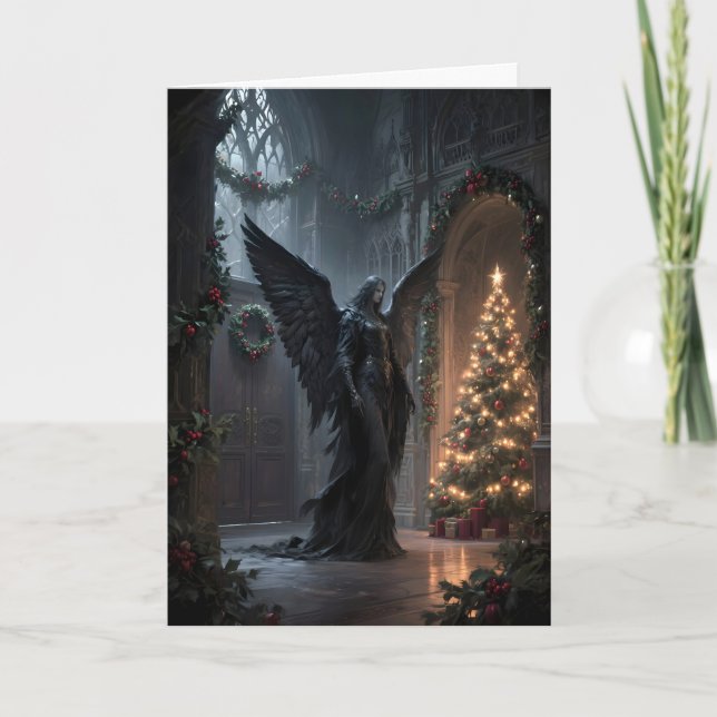 Cartes Pour Fêtes Annuelles Goth Angel on Christmas Day (Devant)