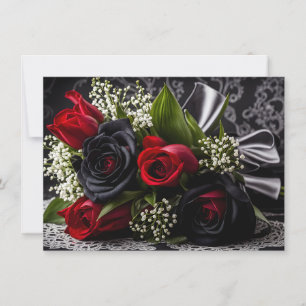 Cartes Pour Fêtes Annuelles Goth Bouquet Roses noires et rouges Valentine
