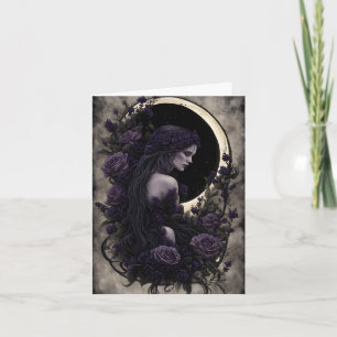 Cartes Pour Fêtes Annuelles Goth et Roses Violettes Halloween
