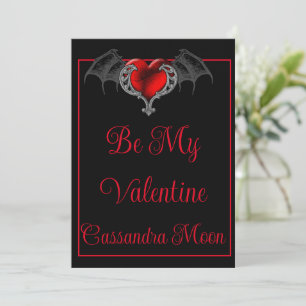 Cartes Pour Fêtes Annuelles Goth Heart with Bat Wings Personnalisé