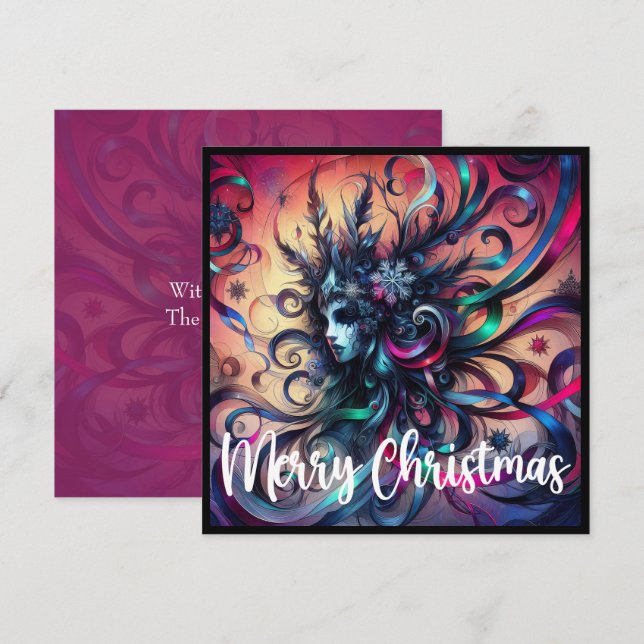 Cartes Pour Fêtes Annuelles Goth Noël Festif en Rubans Cristaux de Glace  (Devant / Derrière)