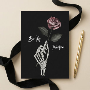 Cartes Pour Fêtes Annuelles Gothic Black Skeleton Hand Rose Valentine's Day
