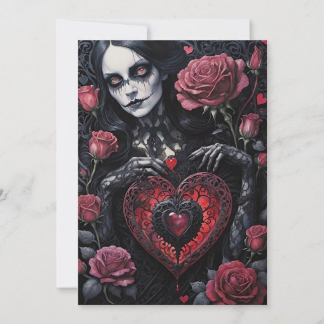 Cartes Pour Fêtes Annuelles Gothic Victorian Valentine's Day Hearts Roses (Devant)