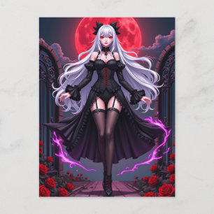 Cartes Pour Fêtes Annuelles Gothique Anime Vampire Princesse Red Moon Hallowee