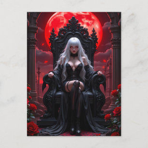 Cartes Pour Fêtes Annuelles Gothique Anime Vampire Reine Lune rouge Halloween