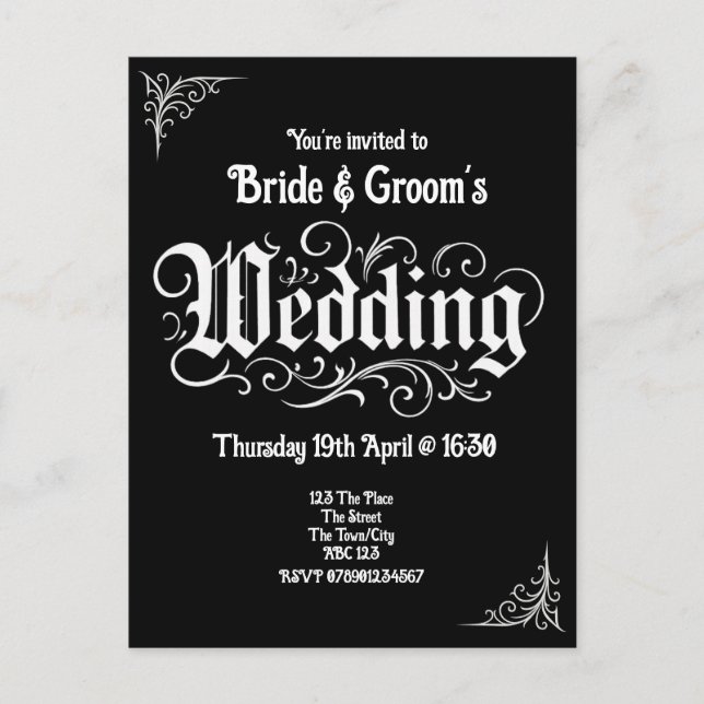 Cartes Pour Fêtes Annuelles Gothique Black Rock Metal Mariage Noms personnalis (Devant)