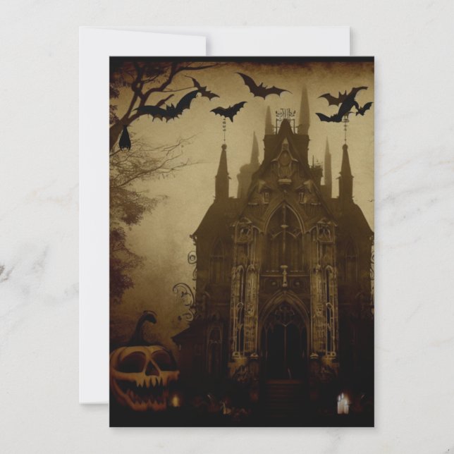 Cartes Pour Fêtes Annuelles Gothique/Halloween/automne/citrouille (Devant)