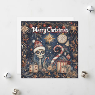 Cartes Pour Fêtes Annuelles Gothique Noël Festif Crâne Éffrayant