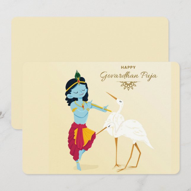 Cartes Pour Fêtes Annuelles Govardhan Puja (Devant / Derrière)