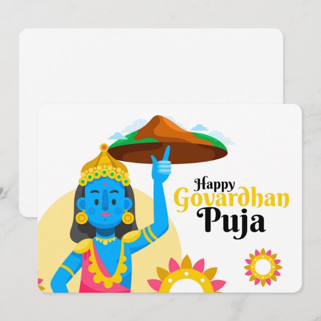 Cartes Pour Fêtes Annuelles Govardhan Puja (Devant / Derrière)