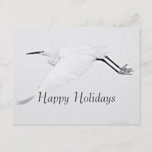 Cartes Pour Fêtes Annuelles Grâce d'un Héron Blanc Joyeuses Fêtes