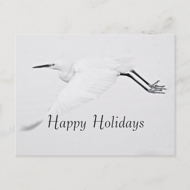 Cartes Pour Fêtes Annuelles Grâce d'un Héron garde-boue Joyeuses Fêtes (Devant)