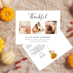 Cartes Pour Fêtes Annuelles Grâces photos minime Collage Automne Baby Merci
