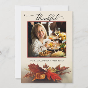 Cartes Pour Fêtes Annuelles Grâces Script Chute Foliage Thanksgiving Photo
