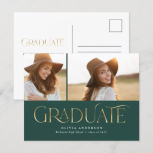 Cartes Pour Fêtes Annuelles Graduate 2 photo watercolor botanical gold green