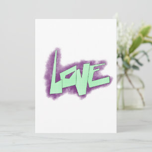 Cartes Pour Fêtes Annuelles graffiti d'amour violet vert menthe typographie po