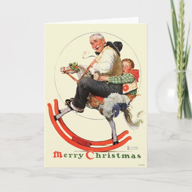 Cartes Pour Fêtes Annuelles Grampes sur Rocking Horse (Devant)