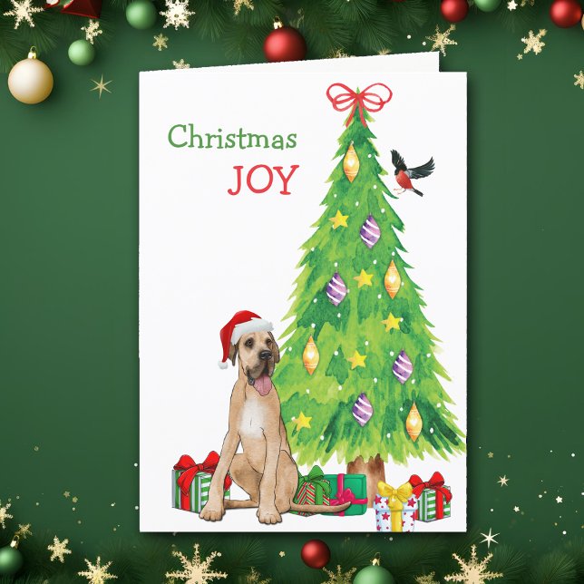 Cartes Pour Fêtes Annuelles Grand chien Danois et arbre de Noël (Créateur téléchargé)