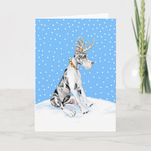 Cartes Pour Fêtes Annuelles Grand Dane Reindeer Arlequin de Noël
